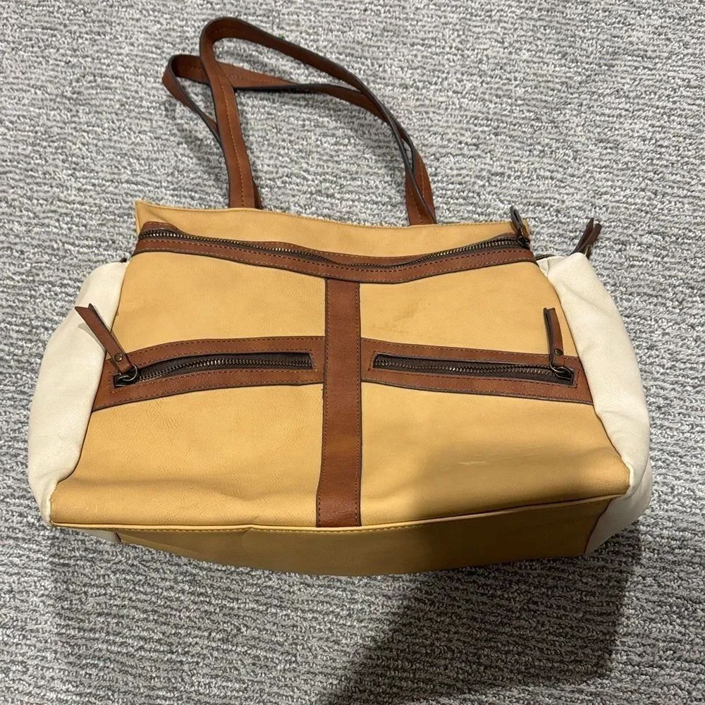 Stylish Tan and Cream Tote Bag